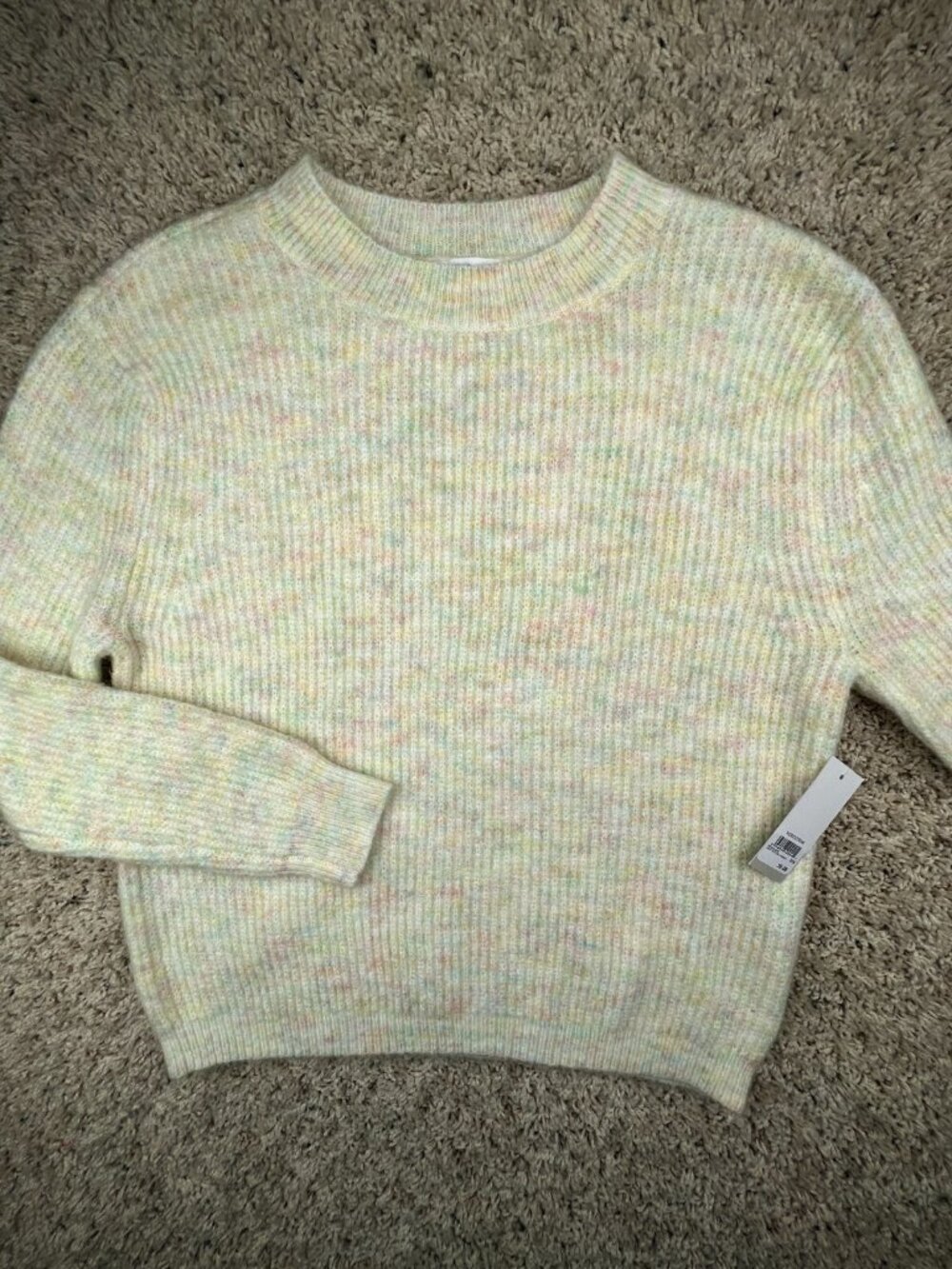 Nordstrom BP NWT Fuzzy Multicolor Sweater XXS Oversized Soft Long Sleeve